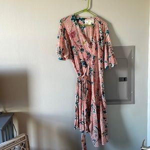 Floral Dress - midi with tie